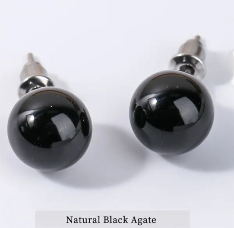 Classic Natural Stone Ball Round Earring