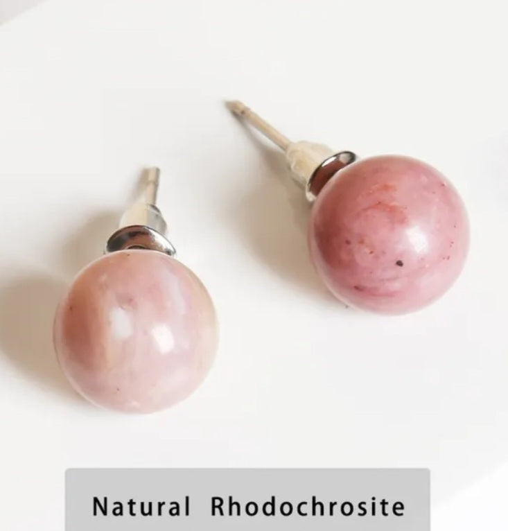 Classic Natural Stone Ball Round Earring