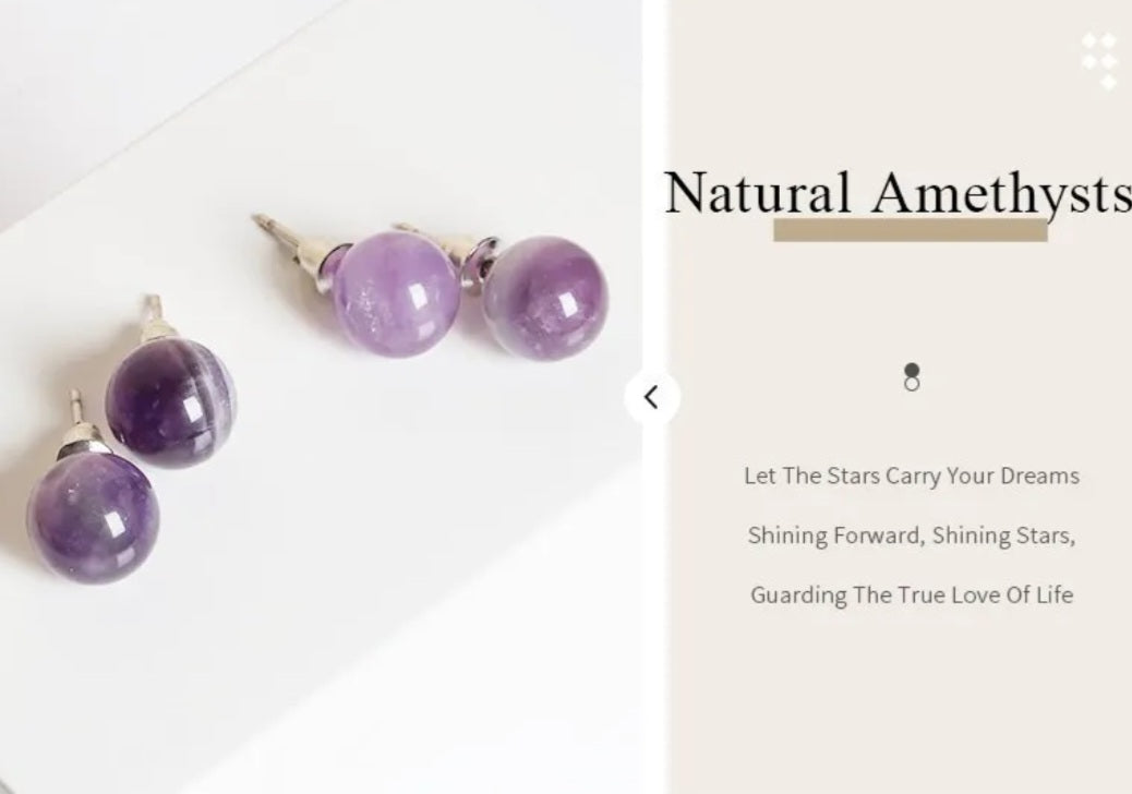 Classic Natural Stone Ball Round Earring