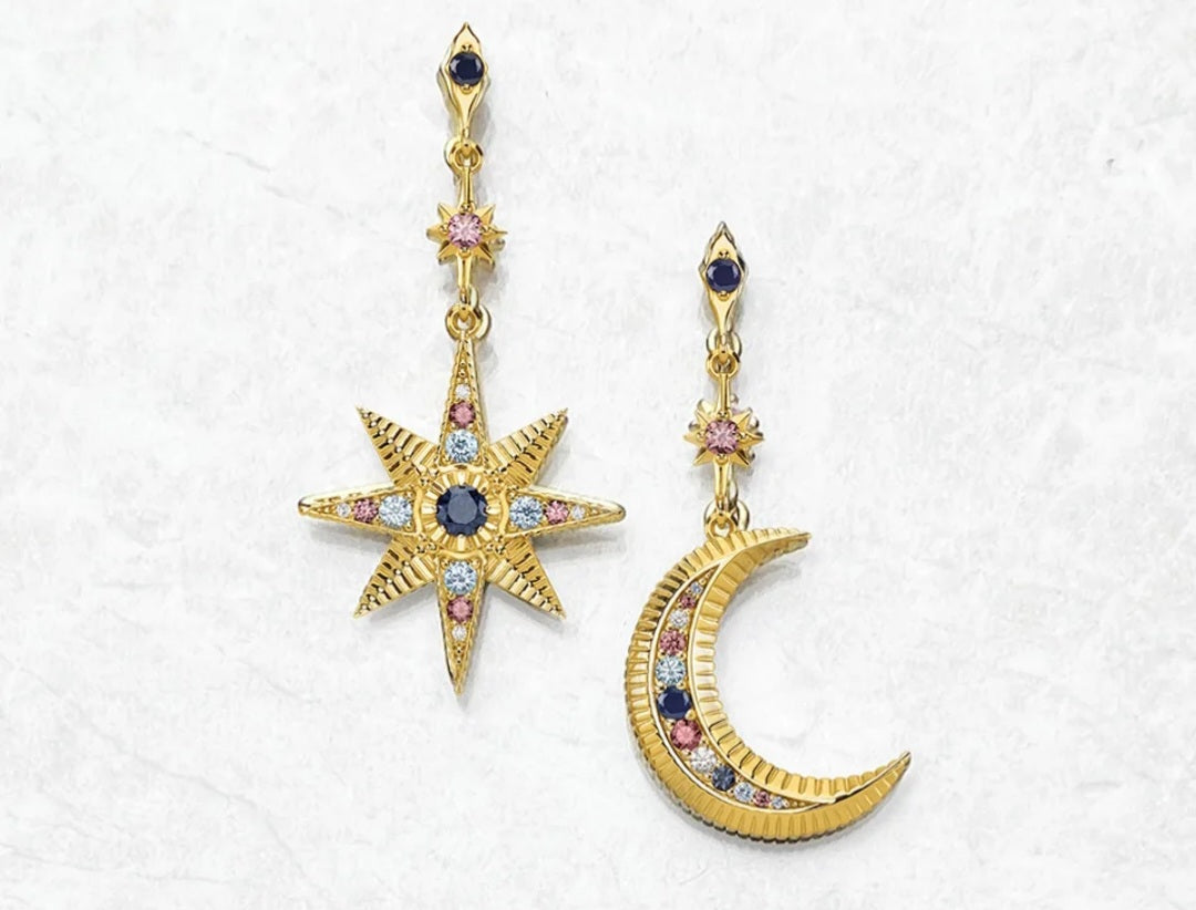 Star & Moon Drop Earrings